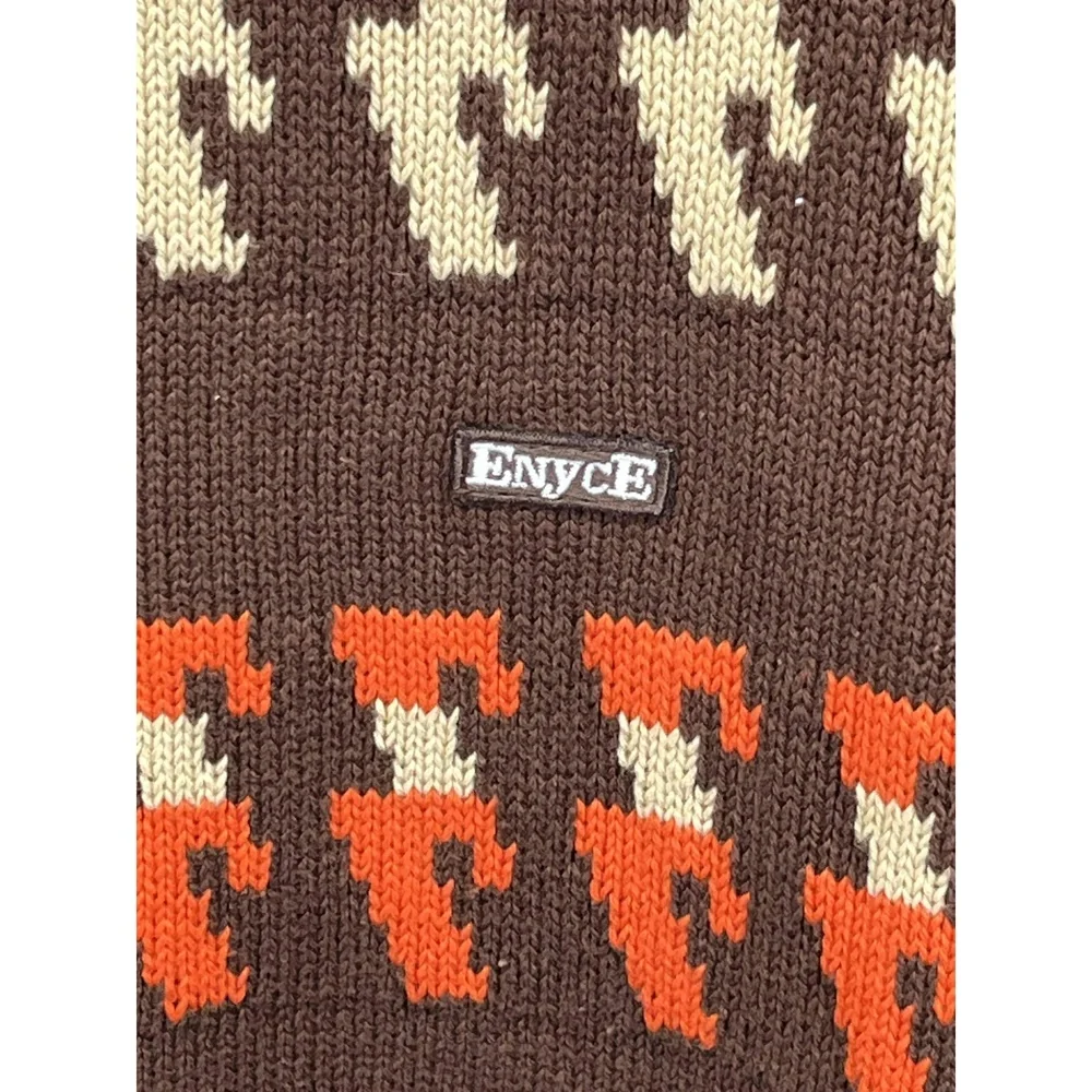 Vintage Enyce Cotton‎ Geo Brown Orange Mens Fair Isle Hip Hop Sweater XL